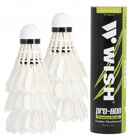 Lotki do badmintona z piór Wish PRO-808 6 sztuk