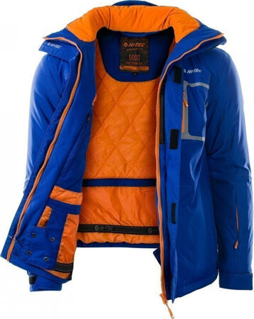 Męska kurtka narciarska Hi-Tec Bicco snowboardowa zimowa niebiesko-pomarańczowa rozmiar M